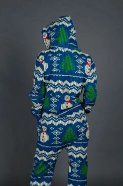 The Eggnog Aficionado | Ladies Unisex Snowman Print Blue Christmas Onesie -US Clothing Sales Store 08 29 Christmas GuysSuits IMG 4468