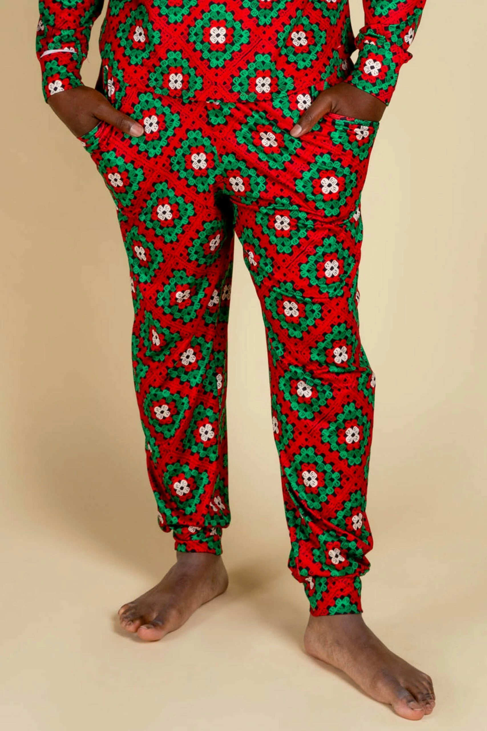 The Quilty Pleasure | Mens Red And Green Afghan Christmas Pajama Bottom 5 The Quilty Pleasure | Mens Red And Green Afghan Christmas Pajama Bottom - Image 3