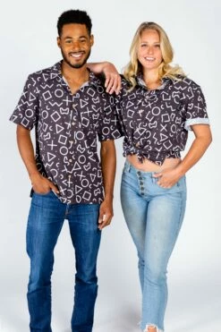 The Loading Screen | Black And White Button-Up Shirt Inspired By Playstation