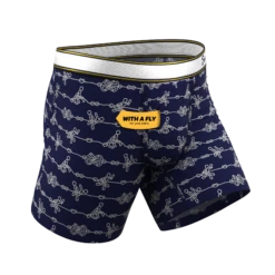 The Knotty Spots | Nautical Knots Ball Hammock® Pouch Underwear With Fly -US Clothing Sales Store KnottySpotsNautialKnotsBXWFly3
