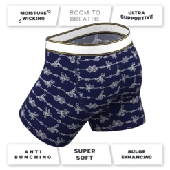 The Knotty Spots | Nautical Knots Ball Hammock® Pouch Underwear With Fly -US Clothing Sales Store KnottySpotsNautialKnotsBXWFly4