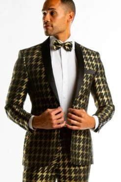 The Caviar And Cocktails | Gold Jacquard Black Label Suit